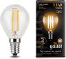 Лампа Gauss Filament Шар 11W 810lm 2700К Е14 LED 1/10/50